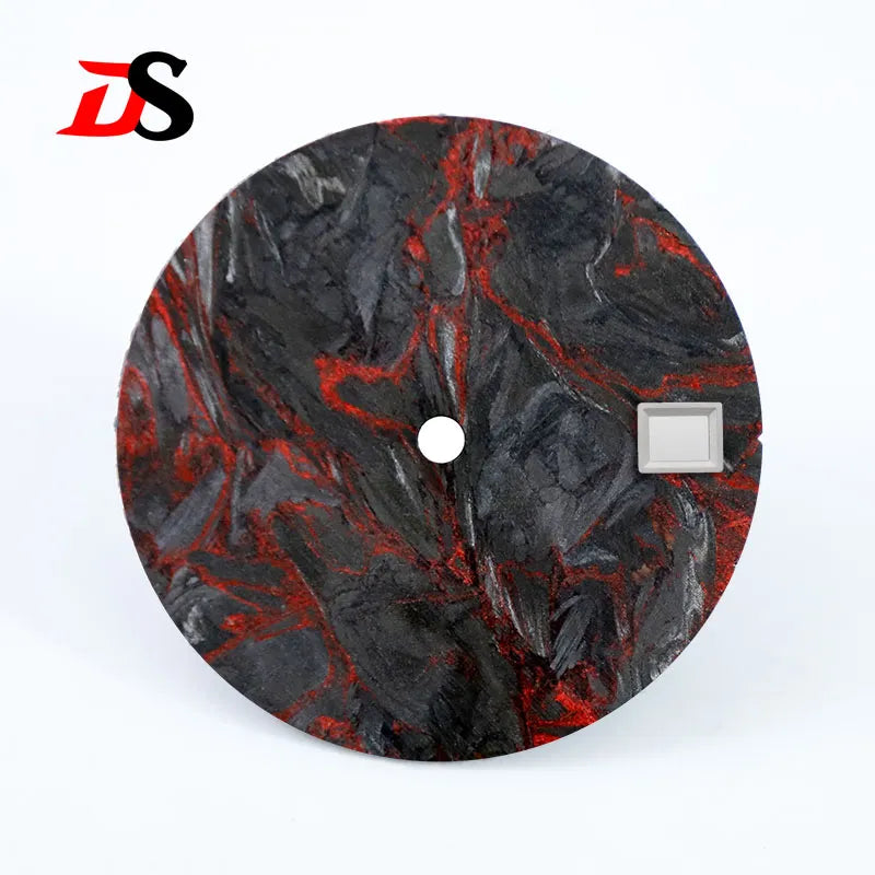 28.5mm Carbon Fiber Dial Rich Color Lava Texture Blank Surface NH35NH38 Movement Date