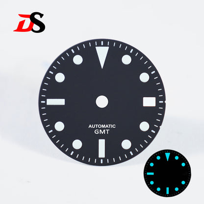 Matte Dial NH34 date and no date Blue Lume GMT 28.5mm