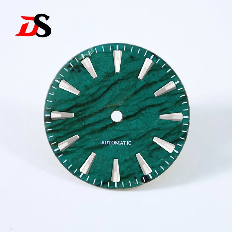 No Date 28.5mm Green Labradorite High Quality No Lume NH38 Movement Stone Dial Blue Lume