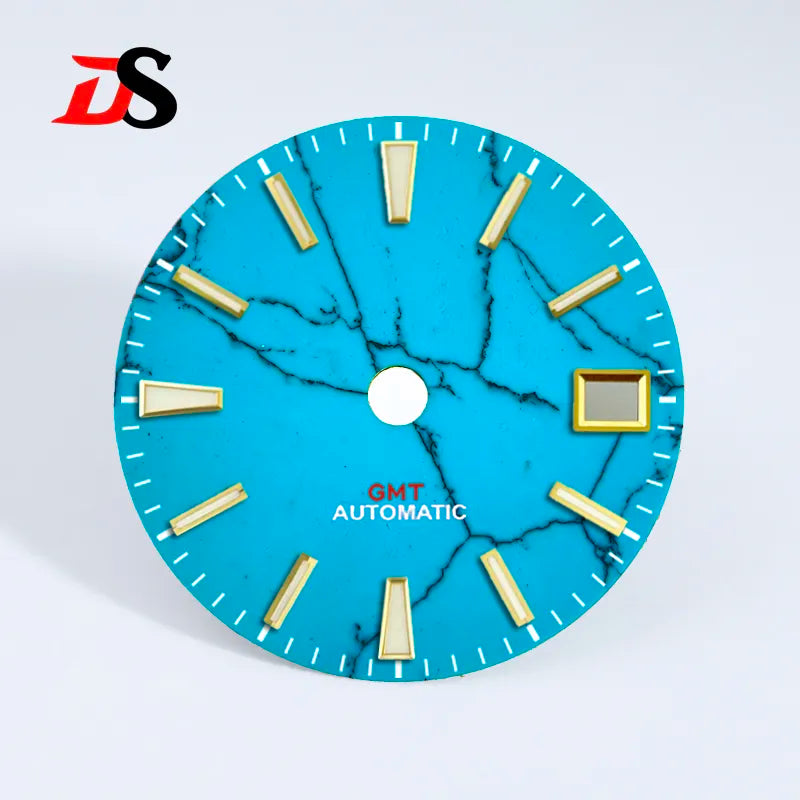 28.5mm Dial Natural Turquoise Dial Blue Lume NH34GMT Movement