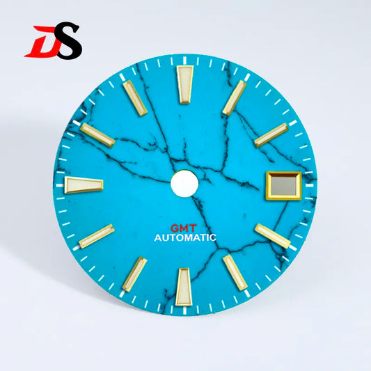 28.5mm Dial Natural Turquoise Dial Blue Lume NH34GMT Movement