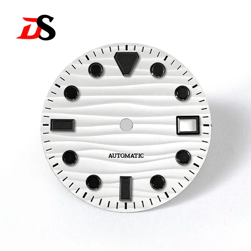 Sea Wave Dial 3.0 O'clock Date Black Lume Dark green glow NH35 28.5mm