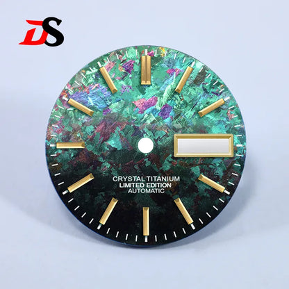 Ice Crystal Titanium Dial 28.5mm DAY DATE No Lume NH35 NH36 Movement