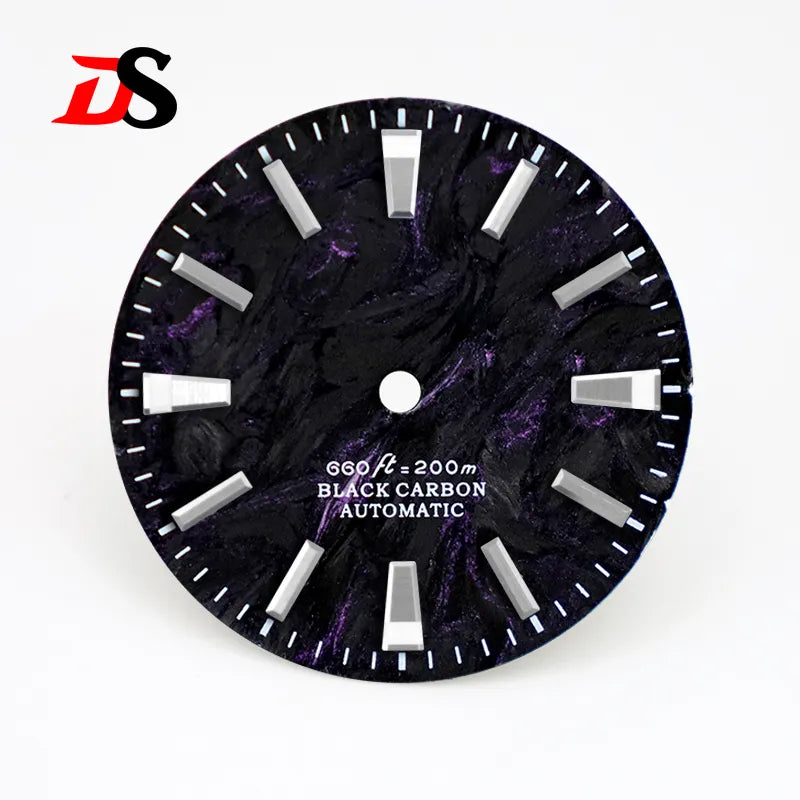 Rich Color Texture Carbon Fiber Dial BGW9 Lume for NH35 Movement 28.5mm Dial No date/3o'clock date