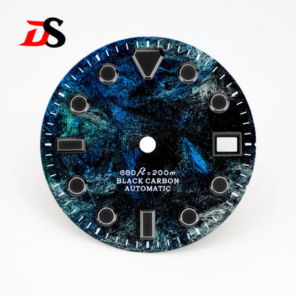 28.5MM Dial Rich Color Lava Carbon Fiber Dial Black Lume High Quality for NH35 Movement No date/3o'clock date