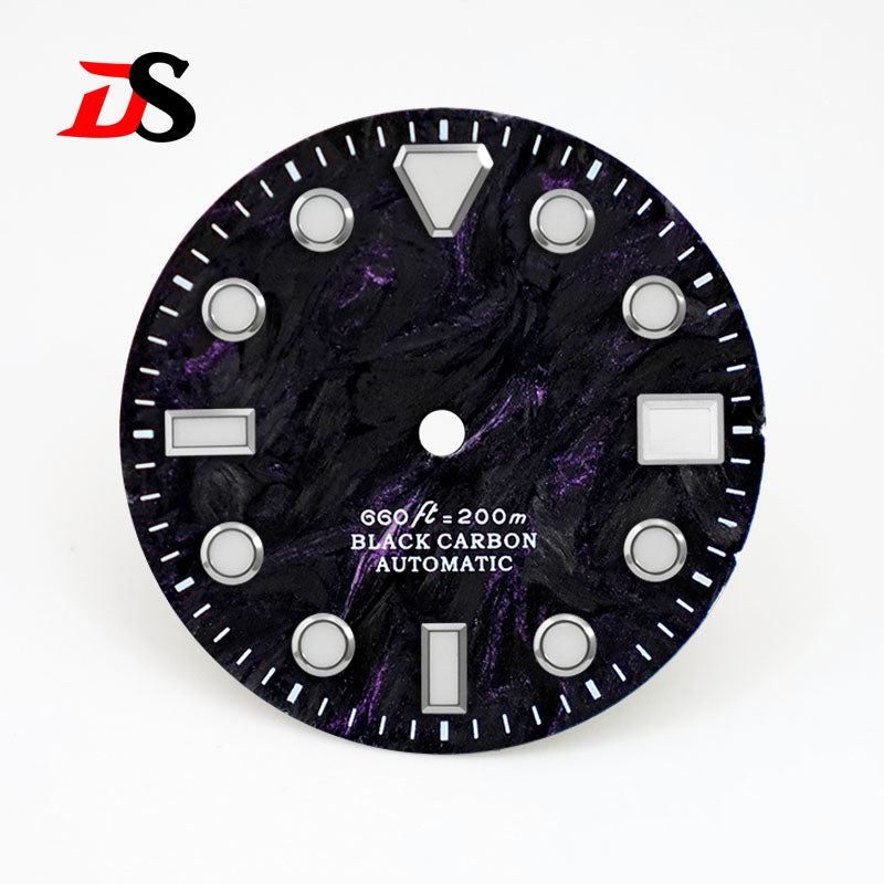 High Quality Rich Color Lava Carbon Fiber Dial Blue Lume 28.5MM Dial for NH35 Movement 3o'clock date