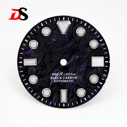 High Quality Rich Color Lava Carbon Fiber Dial Blue Lume 28.5MM Dial for NH35 Movement 3o'clock date