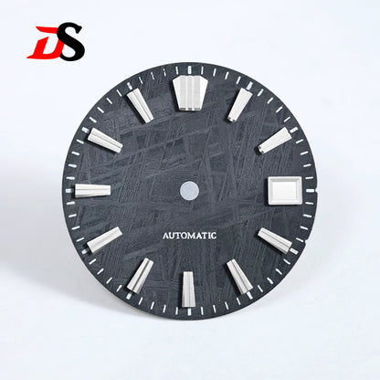 Natural Black Meteorite Automatic Dial Blue-green Lume NH35NH36 28.5mm