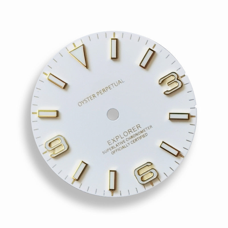 EXPLORER 369 Dial Black white blue Lume