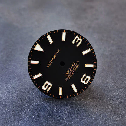 EXPLORER 369 Dial Black white blue Lume