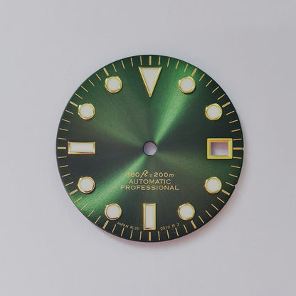 28.5mm Gold Sunburst Dial YM Index Mod NH35 Movement BGW9 C3 Lume
