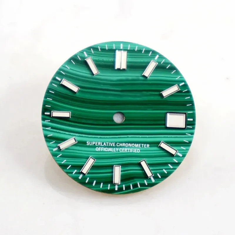 Malachite Dial No Lume for Nh35NH36 Movement Natural Stone BGW9 C3 Lume 28.5mm