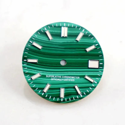 Malachite Dial No Lume for Nh35NH36 Movement Natural Stone BGW9 C3 Lume 28.5mm