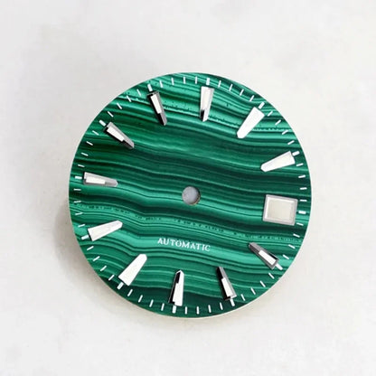 Malachite Dial No Lume for Nh35NH36 Movement Natural Stone BGW9 C3 Lume 28.5mm
