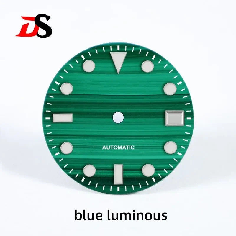 Malachite Dial No Lume for Nh35NH36 Movement Natural Stone BGW9 C3 Lume 28.5mm