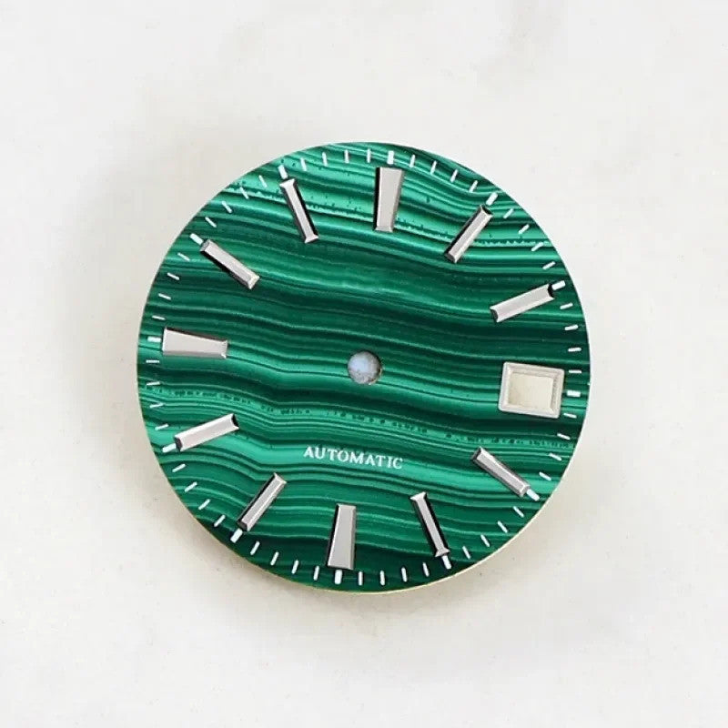 Malachite Dial No Lume for Nh35NH36 Movement Natural Stone BGW9 C3 Lume 28.5mm