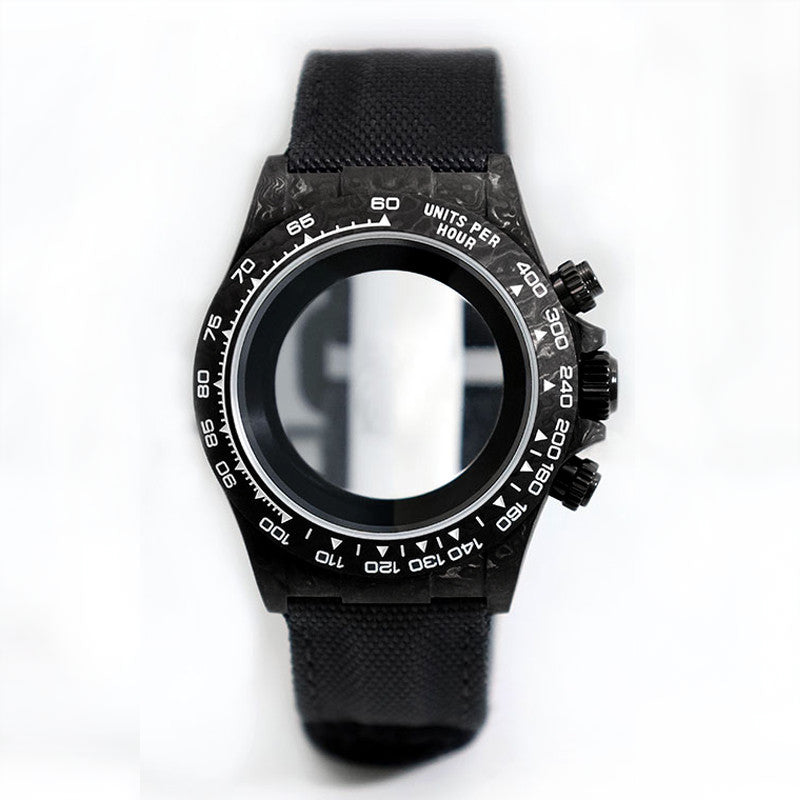 38mm black carbon fiber case bracelet Canvas watch strap case 3atm fit VK63/4130 movement