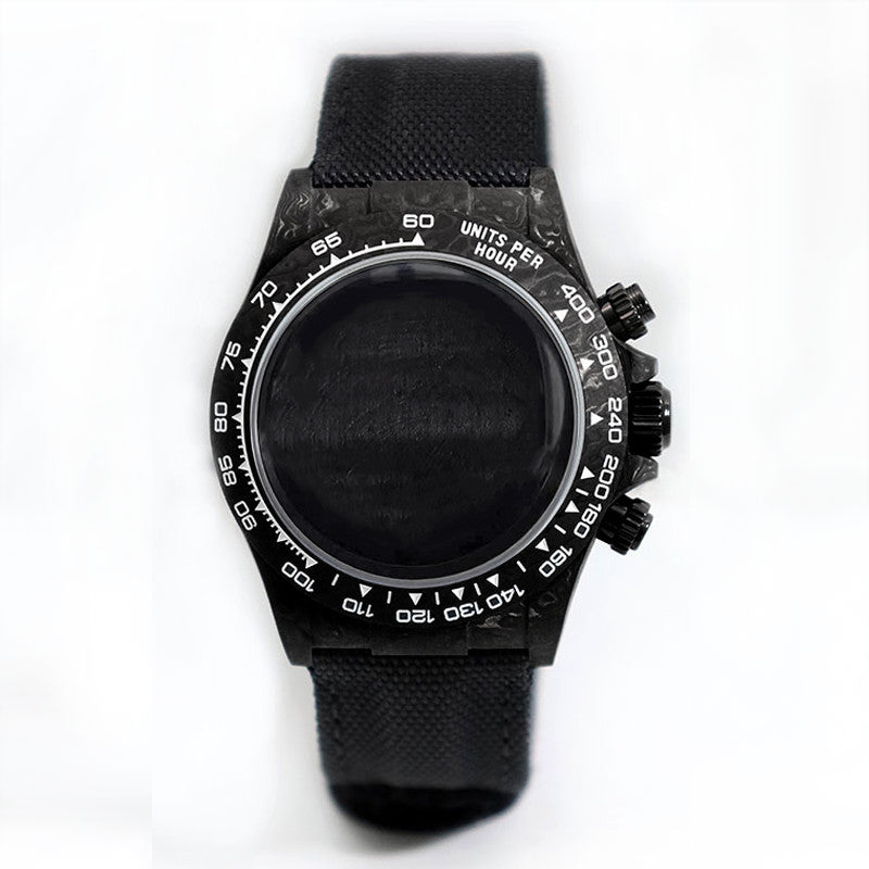 38mm black carbon fiber case bracelet Canvas watch strap case 3atm fit VK63/4130 movement