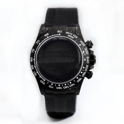 38mm black carbon fiber case bracelet Canvas watch strap case 3atm fit VK63/4130 movement
