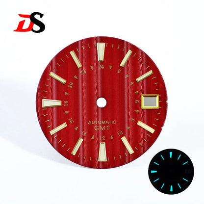 NH35 Dial Bamboo Pattern Gold Text 28.5MM Sunburst Blue Lume for NH34 GMT Movement